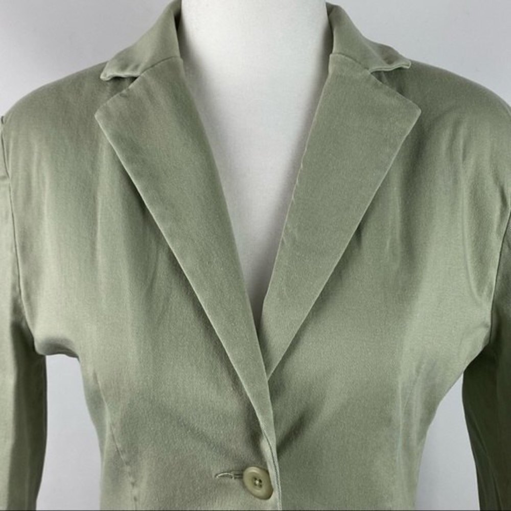 L.L Bean Womens Blazer Size 6P Light Green Button Front Ladies Top Blazer - Picture 5 of 8